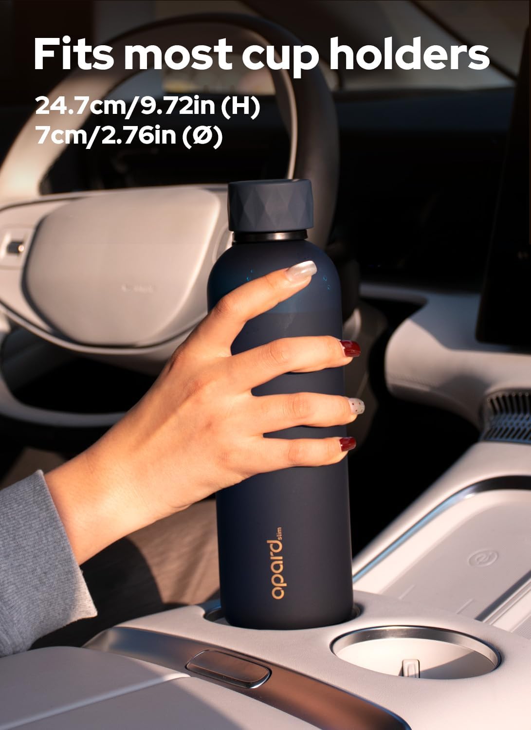 Opard Slim Pro Water Bottle 27oz, Plastic Water Bottle BPA-Free, Facetted Rubberized Grip-Texture Monocap, Leakproof Screw Top, Midnight Blue, Reusable for Travel School Sport Gym Hiking