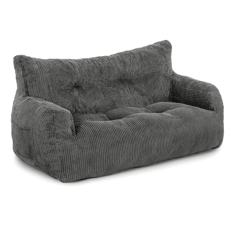 Pamapic Puff Salon, Sillon Puff con Relleno Incluido,sofás de Dos plazas con Asas Portátiles, Sillas de Salon Ergonomicas, Bean Bag Interior para Sala de Estar, Dormitorio, Sala de Juegos, Gris