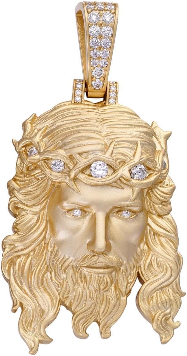 Jesus Christ Iced Out Pendant in 14k Gold / Rose Gold / White Gold over Solid 925 Sterling Silver Round Cut VVS/D Color 2.1 Carat Moissanite Jesus Pendant Necklace Religious Jewelry For Men and Women