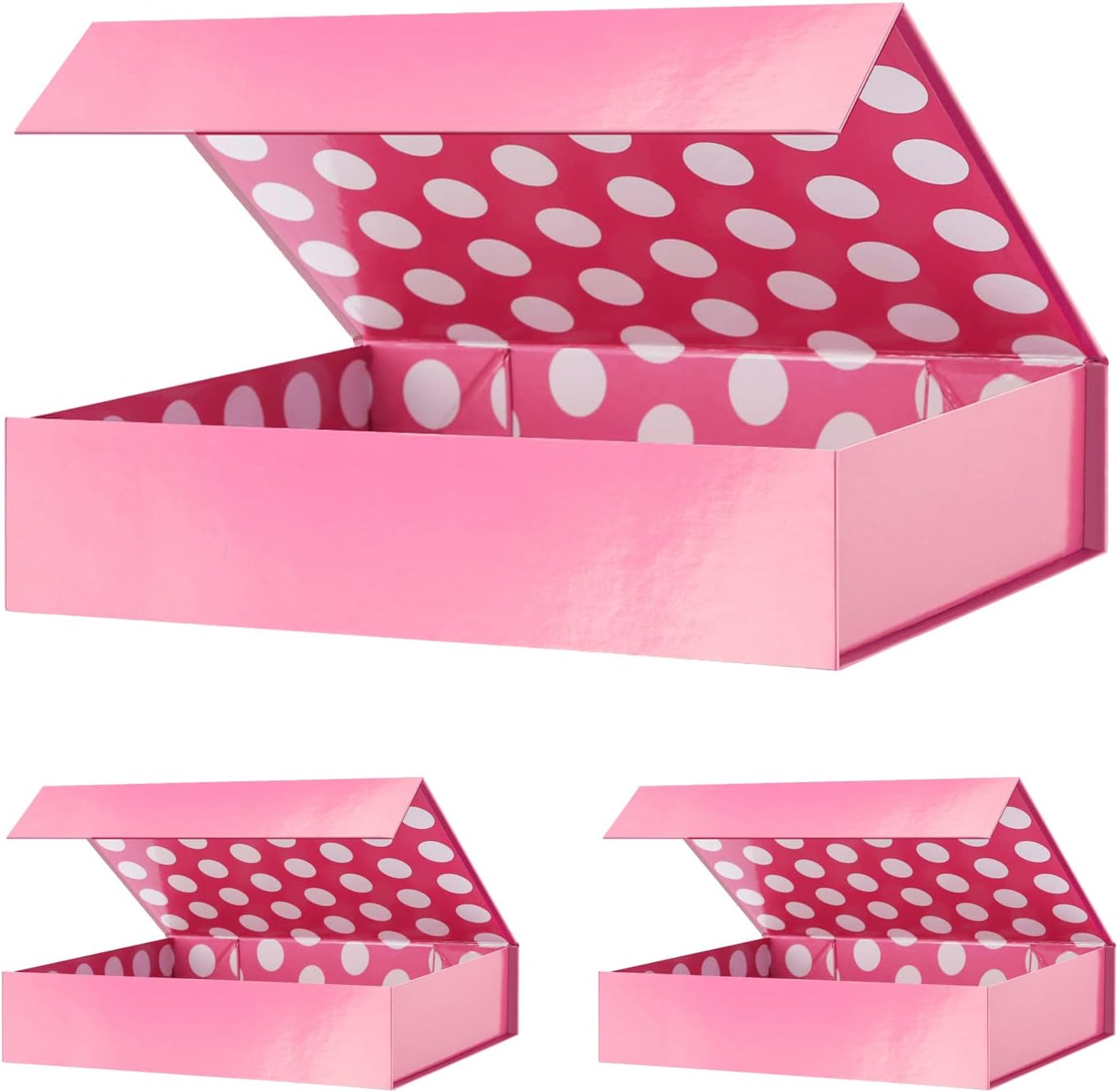GREEN BEAN 3 Gift Boxes 11x7.8x2.3 Inches, Christmas Pink