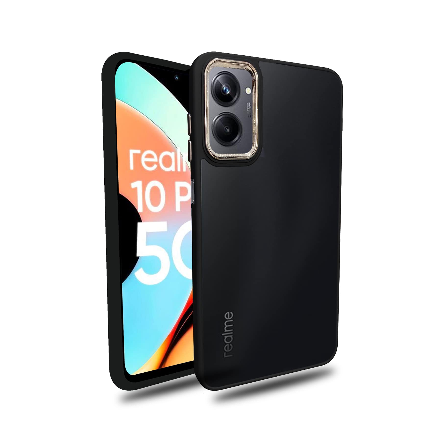 A rtistque Frosted Translucent Back Cover Case for Realme 10 Pro 5G | Electroplated Chrome Ring | Raised Camera Edges for Protection | Smooth Sides TPU - Black (B0C4F6PT4X) Amazon Price History, Amazon Price Tracker