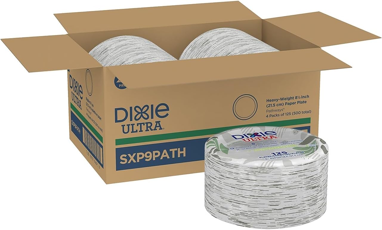 Dixie Ultra SXP9PATHPK Plates, Extra Heavy Weight, 8-1/2-Inch, 125/PK, Pathways/White