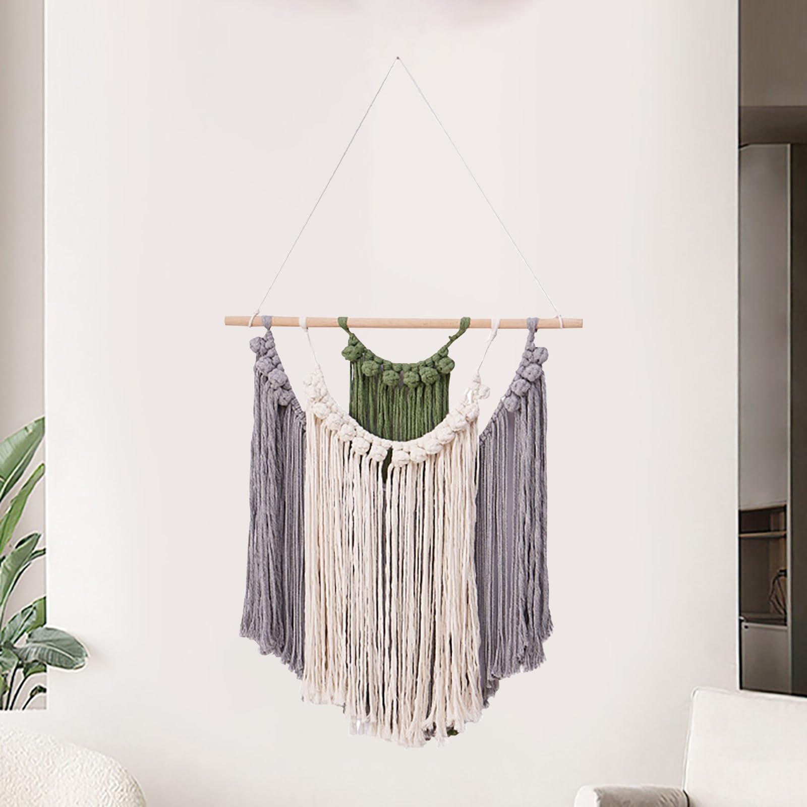 TaLcuS Boho Nordic Macrame Wall Hanging Ins Style Handwoven Cotton Tapestry Elegant Minimalist Wall Decor Vintage Scandinavian Home Art Decoration(A2)