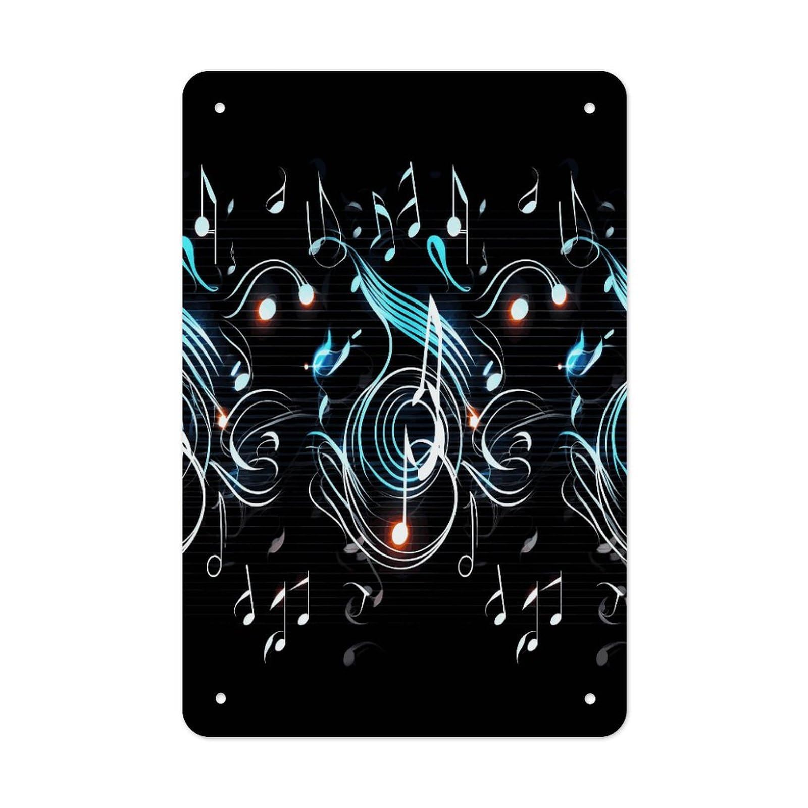 LDGSUPH Music Note Wall Art Prints Folded Edge Iron Sheet Painting with Holes for Wall Prints Decorative Picture Metal Signboard Decor Painting for Outdoor Indoor Wall Decor
