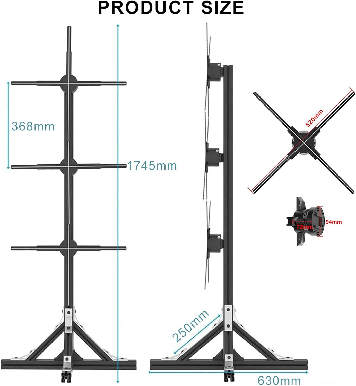 3D Vertical Advertising Machine,Support Bluetooth Speaker & Computer APP,1X3 LED Holographic Projector,for Events and Exhibitions