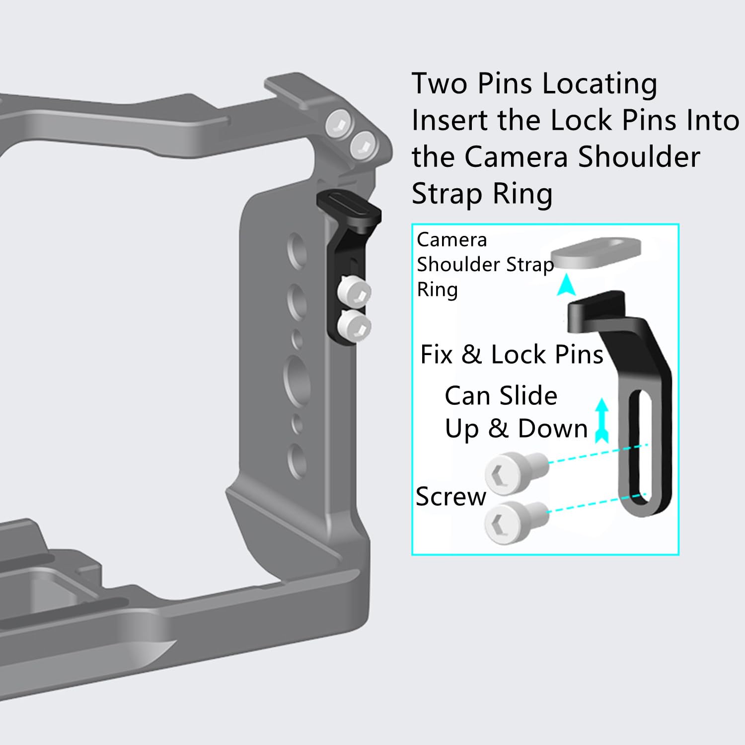 Gabbia ZV-E10 II, gabbia per fotocamera Alpha ZV-E10 ii/ZVE10 ii, con blocco tracolla per fotocamera e morsetti per cavi HDMI/SDI/USB-A/USB-C/Type-C, supporto cavo di diametro 2 ~ 6 mm