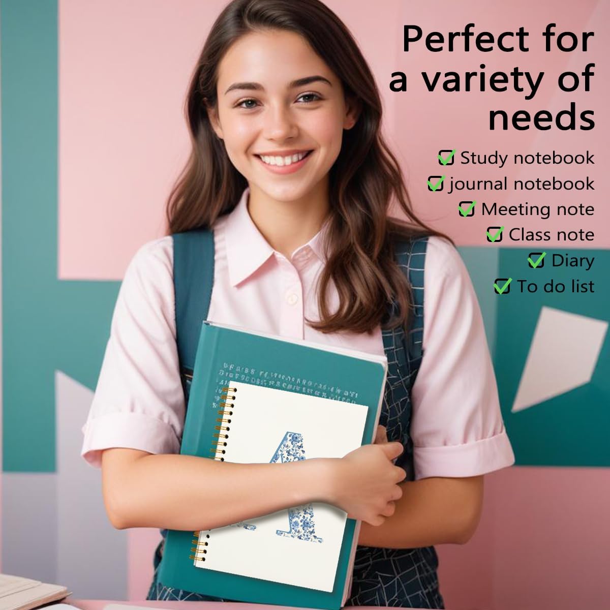 Blue Cute Initial Notebook Journal Diary Libretas Escolares A, Cute Preppy Aesthetic Personalized Notebook Gifts for Teen Girls Women Kids,Preppy Blue Aesthetic School Supplies for Girls 5.5x8.3 - Image 3