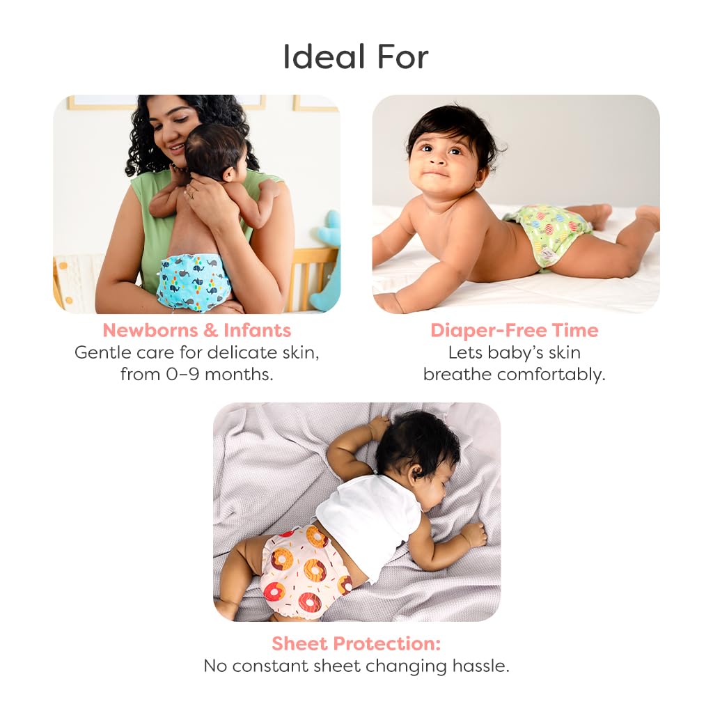 SuperBottoms DryFeel Langot for Newborn - Pack of 3 | Soft, Reusable Cotton Nappy with Mess-free Outer Layer | Diaper-Free Time Essential | Adjustable Baby Langot (Fits up to 10 kg) - Image 7 thumbnail