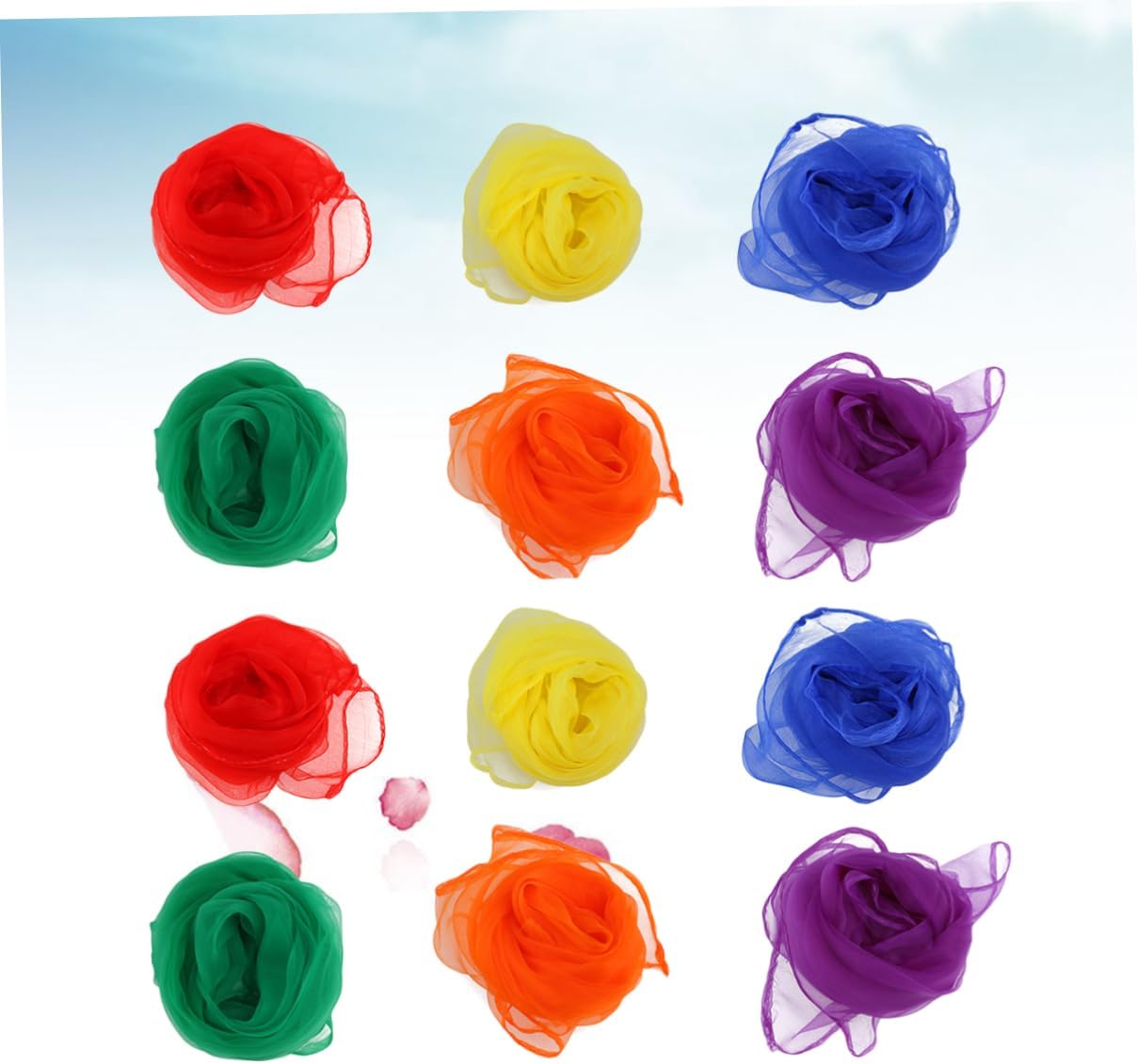 Holibanna 36pcs Mini Square Dance Scarves Lightweight Silk Movement Scarves for Boy Girl Random Colors for Juggling Performance and Dance Activities