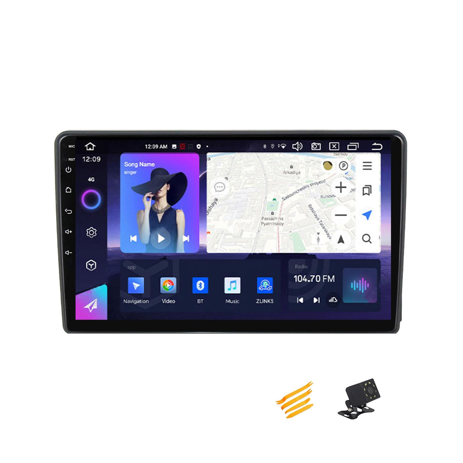 EsaSam Android 13 Car Stereo Bluetooth Car Play 2 DIN Touch Screen Compatible with Ford Focus 9in QLED Display Car Radio with Navigation Android Auto FM RDS SWC,8 Core NF7 8G+256G