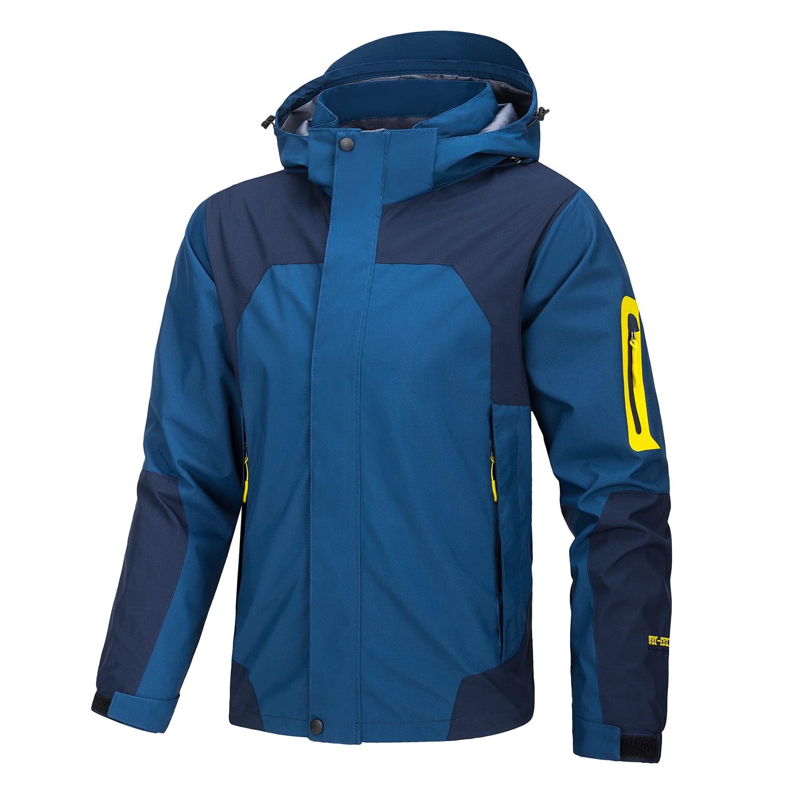 Generisch Giacca da Ciclismo Uomo Impermeabile Per Campeggio All'aperto Giacca Pioggia Con Cappuccio Impermeabile Giacca Leggera E Tasche Tasche Con Tasche Con Cerniera Trekking Impermeabile Giacca