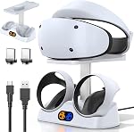 Controller Charging Dock for VR2, for 2 Charging Station Stand with VR Headset Holder Stand, LED Indicator, 2 Magnetic Clasp, Type C Cable, White