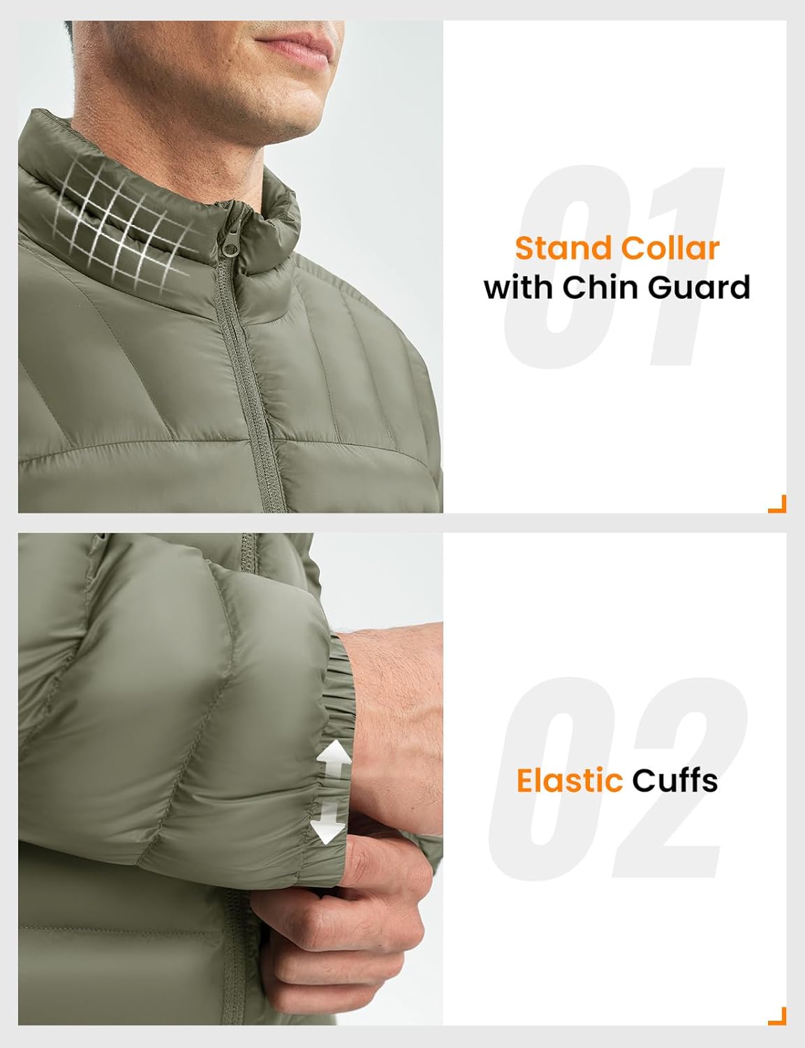 Rdruko Men's Puffer Jackets Lightweight Packable Water Resistant Insulated Winter Puffy Coat for Travel Ski - Image 5