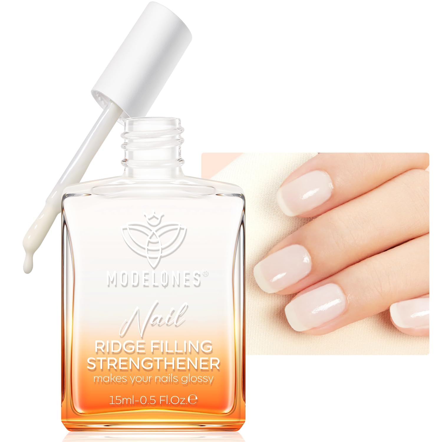 Modelones Nagelhärter Extra Stark 8in1 15ML, Nagelpflegeprodukte, Nagelhärter fur Brüchige Nägel, Rillenfüller, Nail Repair, Nagelwachstumformeln, Nagelverstärker, Nail Hardener,Nagelöl, Weiß