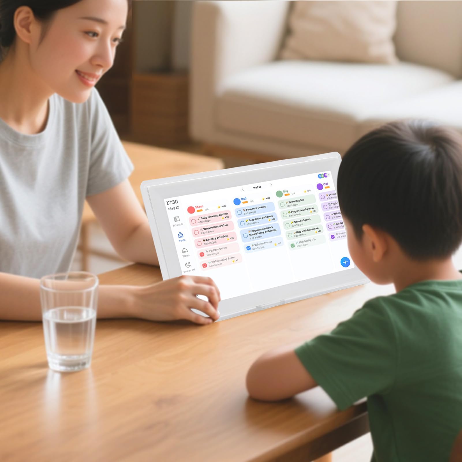 Topiky 15,6 Zoll WiFi Digitalkalender, Wandplaner, Elektronischer Kalender und Aufgabendiagramm, Intelligentes Interaktives Touchscreen Display für Familienpläne, Intelligenter (EU)