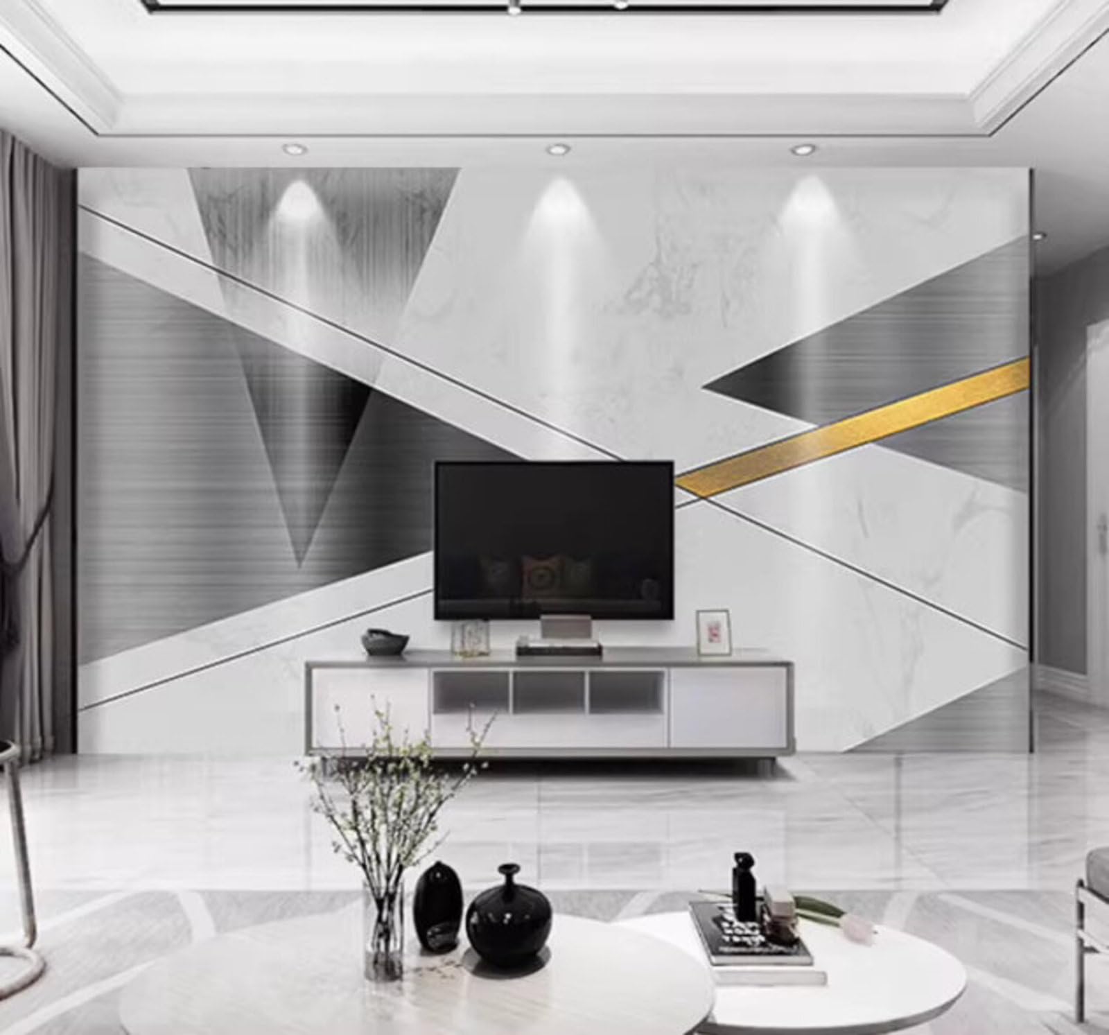 Creative Abstract Gradient Geometric Shapes 3D Wallpaper Easy Install Feature Office Living Room Sofa Bedroom TV Background Wall Decoration-250cm×170cm