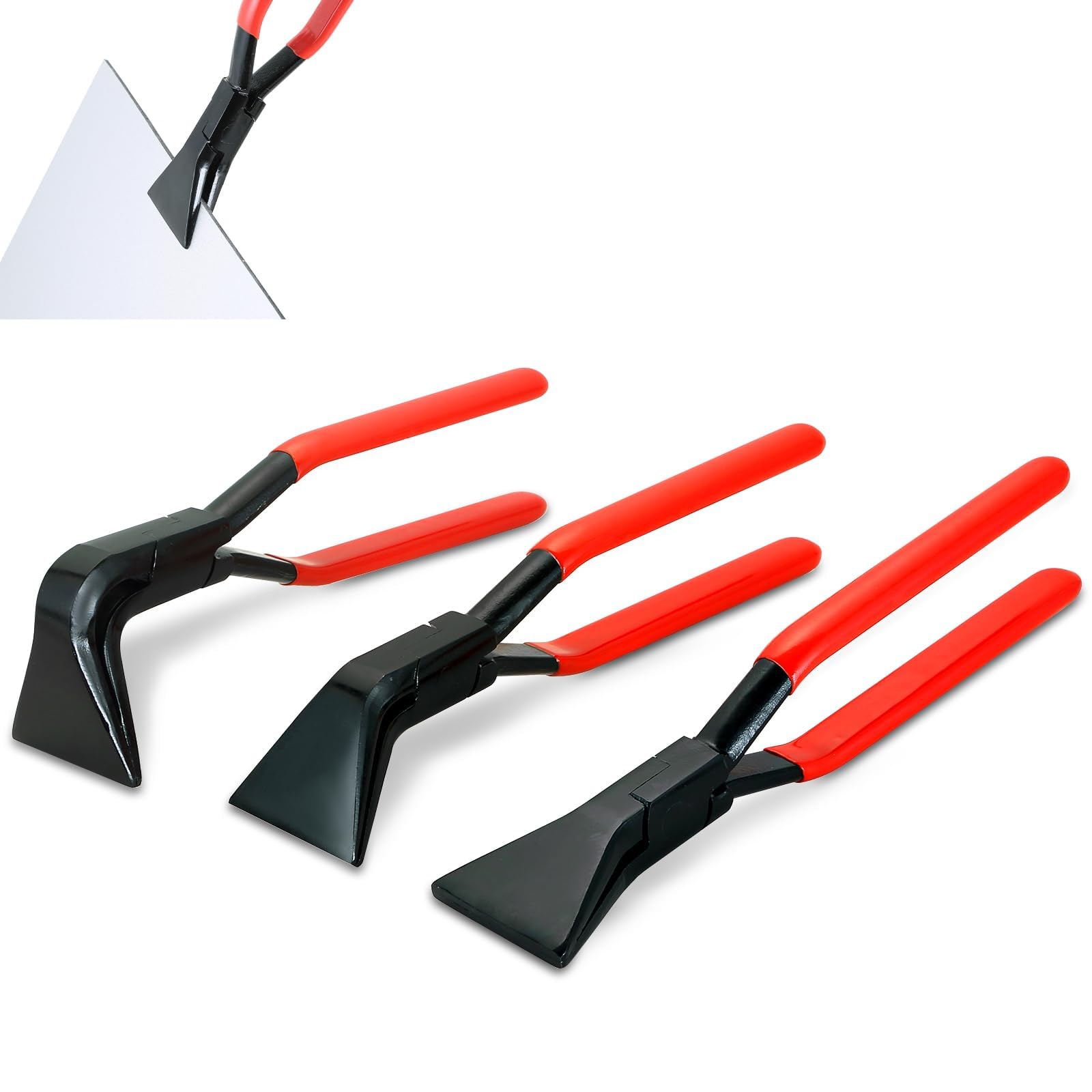 Juego de 3 alicates plegables, juego de tenazas para plegar de 0°, 45° y 90°, ancho de boca de 60 mm, para techadores, fontaneros, alicates de chapa para trabajos de chapa