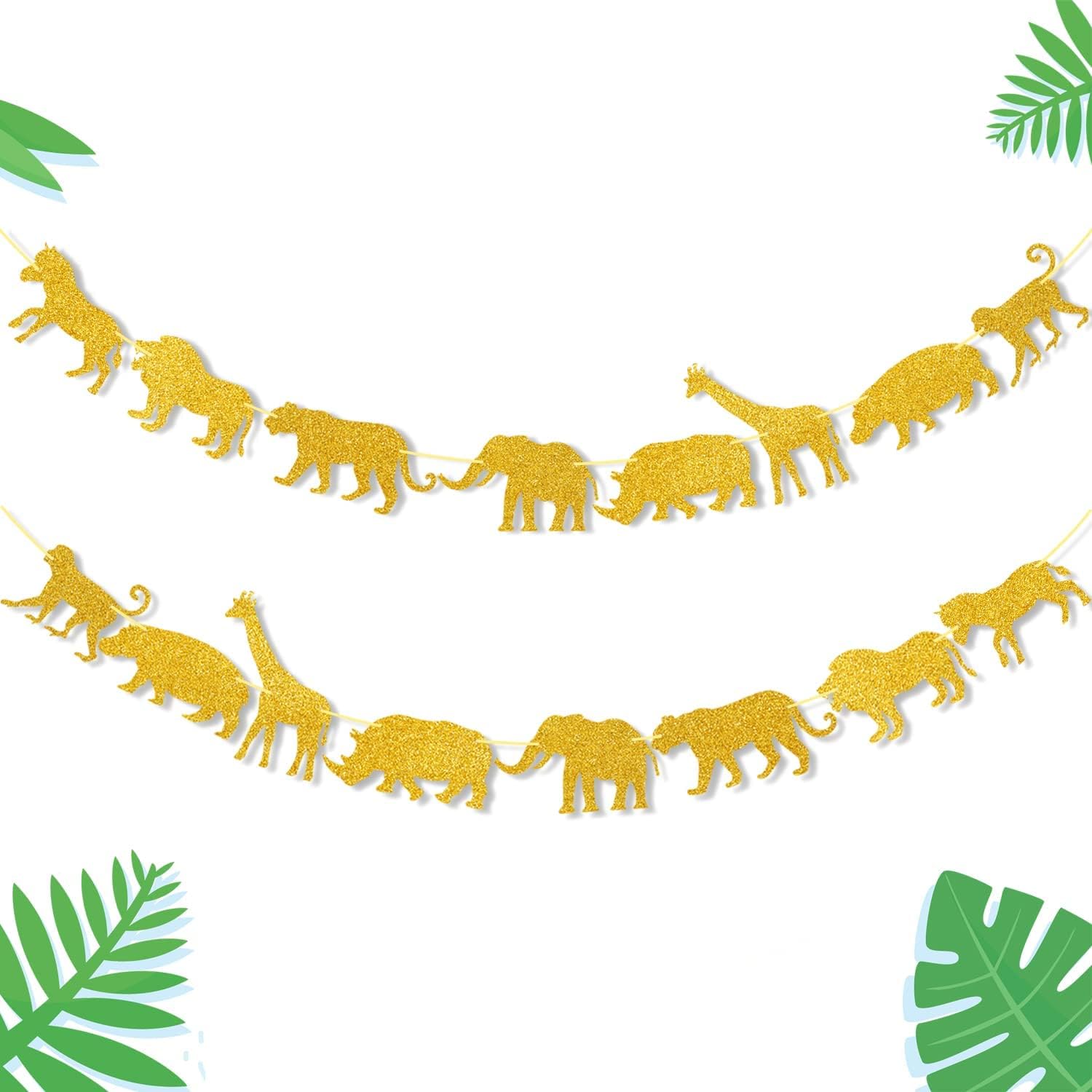 Gold Jungle Safari Animal Banner Zoo Garland Baby Shower Boys Girls Birthday Party Supplies Decorations