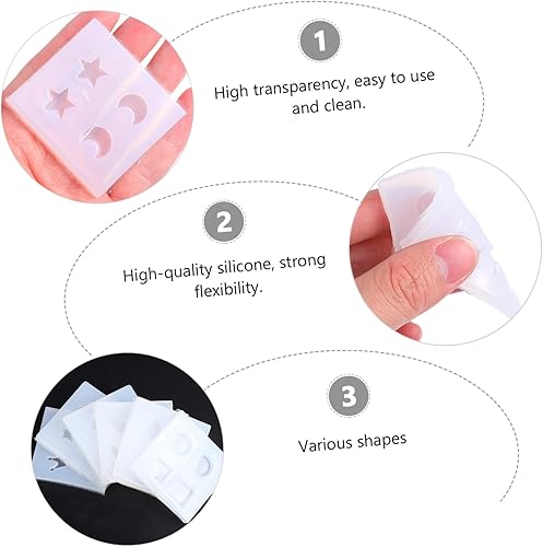 Miniatura 3 de TEHAUX 6 moldes de resina para aretes, mini aretes de oreja epoxi, aretes de luna de silicona, aretes de cristal, molde de resina, molde de joyería,