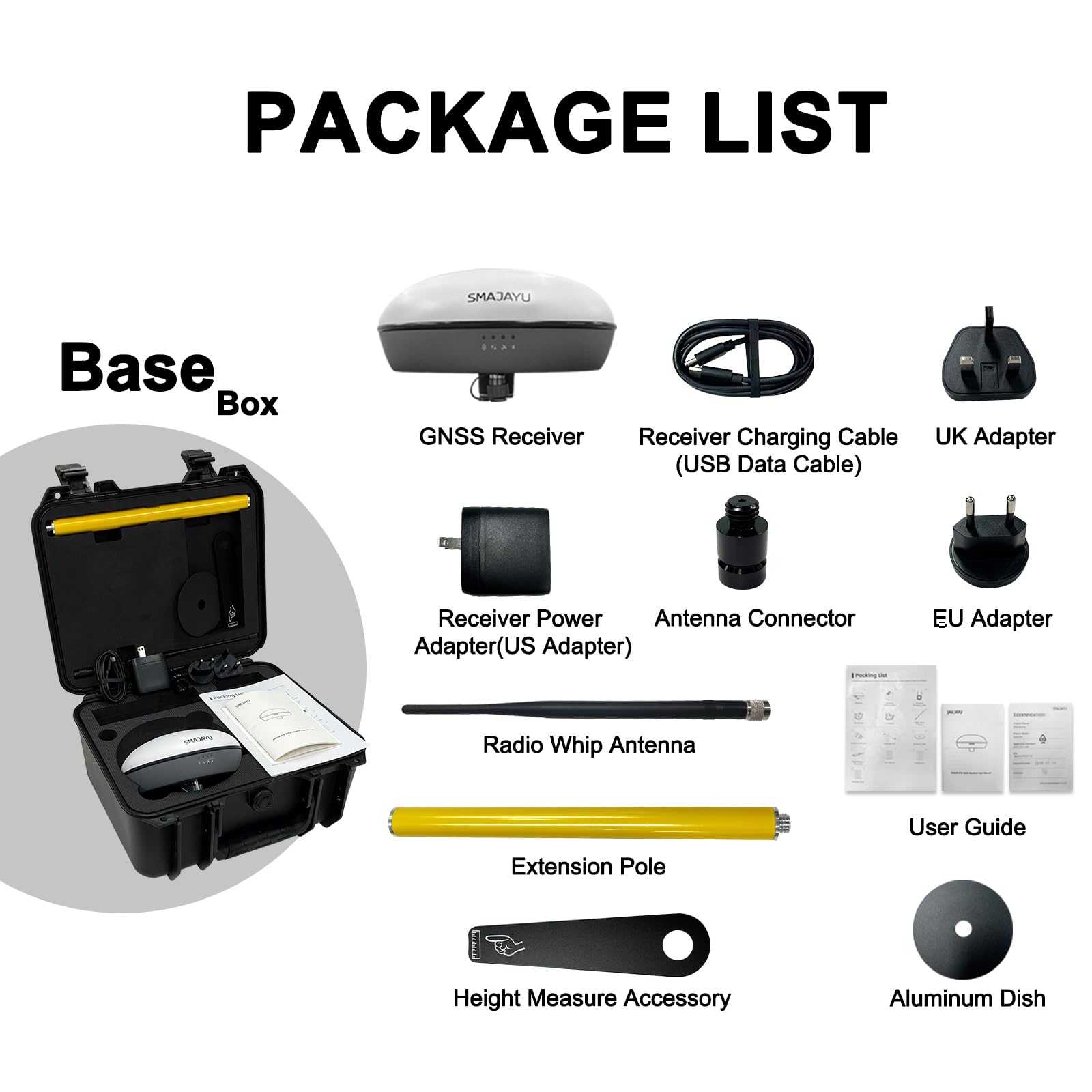 GPS Surveying Equipment Rover Base Switched Freely,Surveying Software Included,PPP RTK PPK IMU GNSS Receiver, 2.5mm Static Accuracy, Coodinates Collection,Point Surveying 900Mhz,(Exclude Tripod)