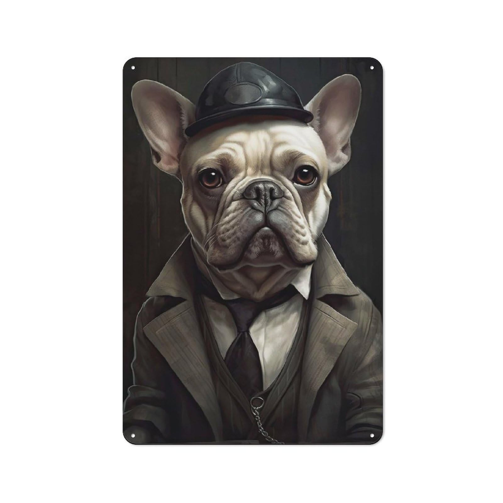 Junmoney Style-10 Cream French Bulldog Mafia Cafe Metal Sign 30X20cm, Shop Front Style Restaurant Wall Art For Takeaway, Bar, Kitchen Or Counter Area