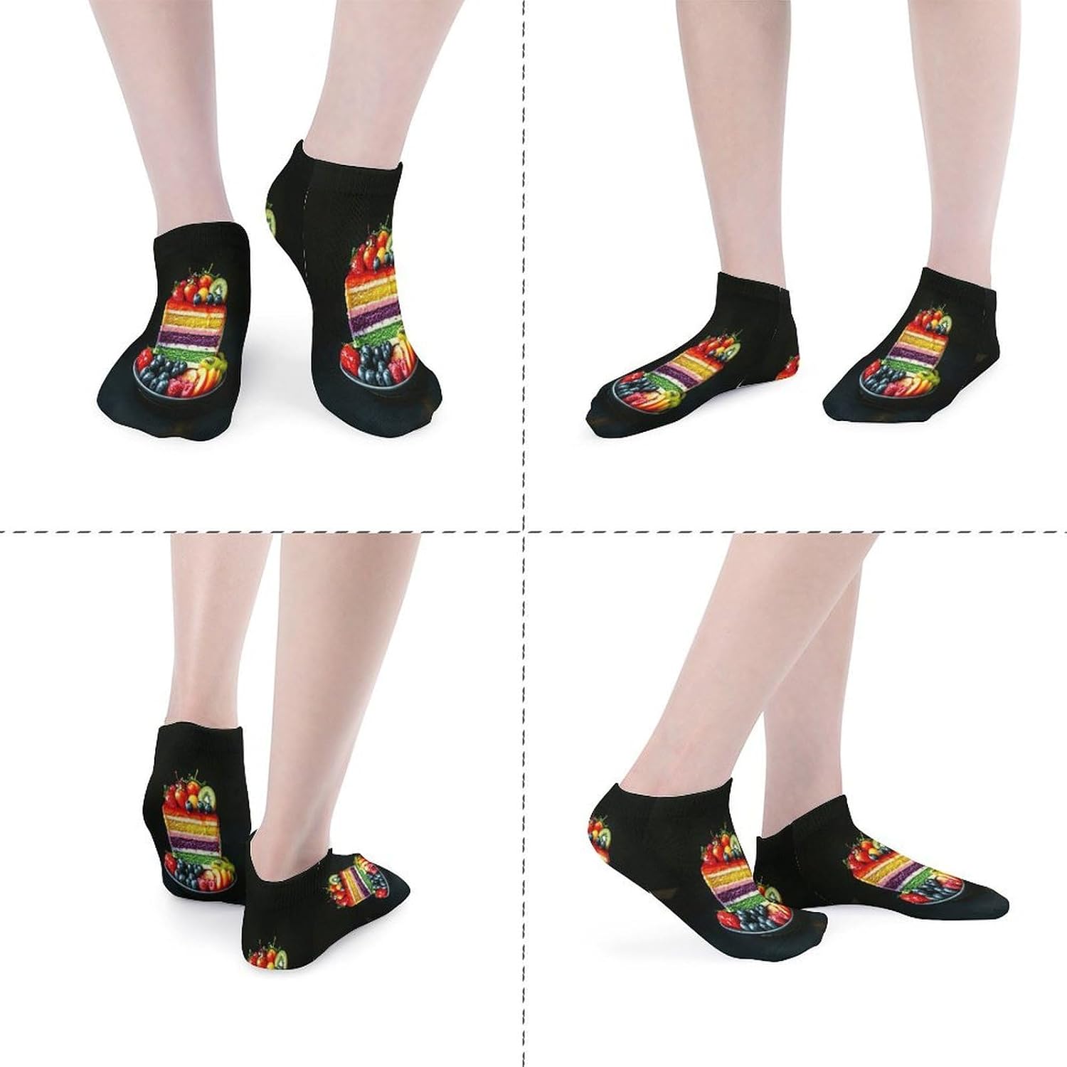 Various Fruit Cakes 5Pairs Low Cut Ankle Socks for Women No Show Casual Breathable Athletic Socks for Sport