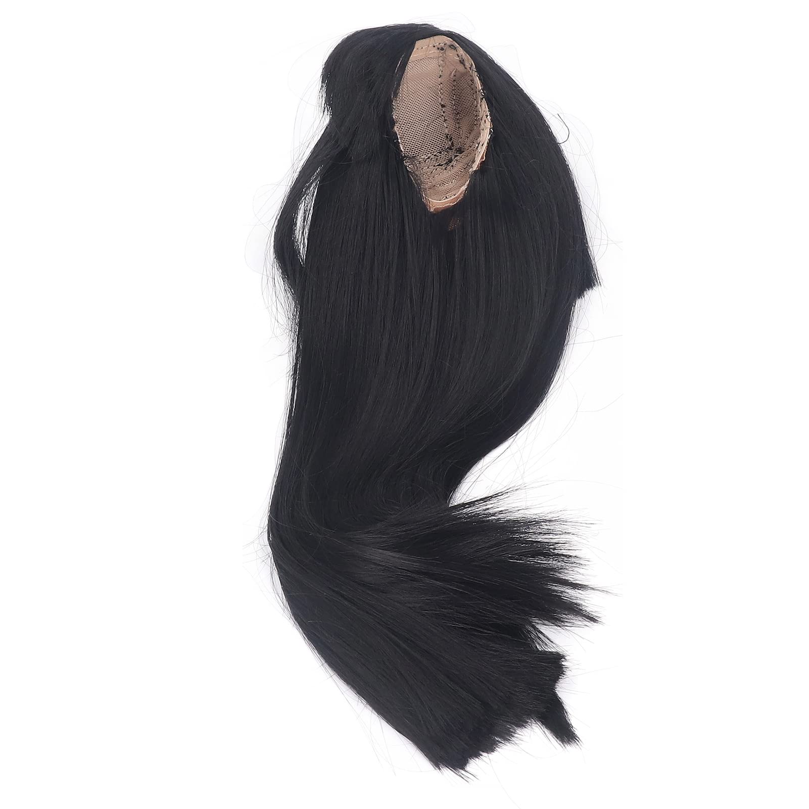 Zerodis 1/3 BJD - Parrucca per bambola SD, 21-24 cm, in seta naturale morbida ad alta temperatura, capelli lunghi e lisci mohair, con frangia per indossare parrucca per bambole BJD, colore nero fai