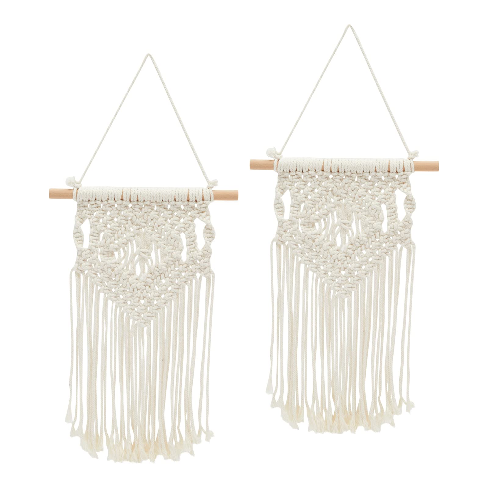 Okuna Outpost 2 Pack Bohemian Style Macrame Wall Hanging Home Decor (White, 10 x 15 in) - Macrame Wall Decor