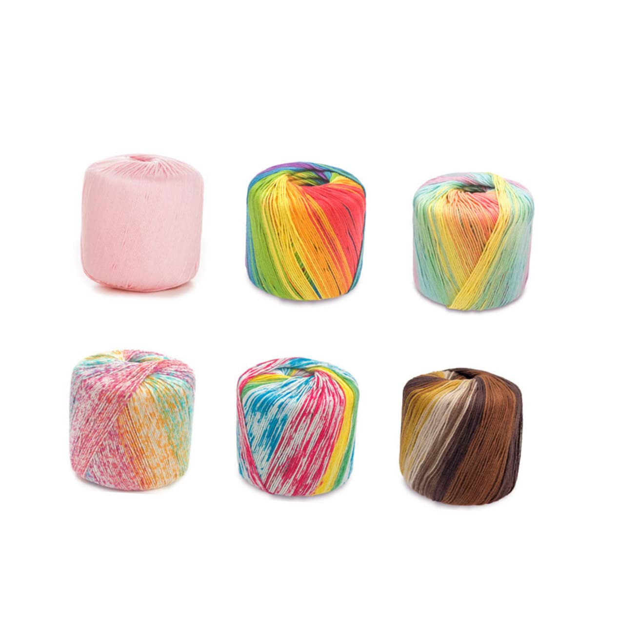 Lurrose 3rotoli Filo Cotone Sfumato Per Uncinetto e Maglieria Materiale Per Creazioni Artigianali Per Sciarpe Cappelli e Accessori Rainbow
