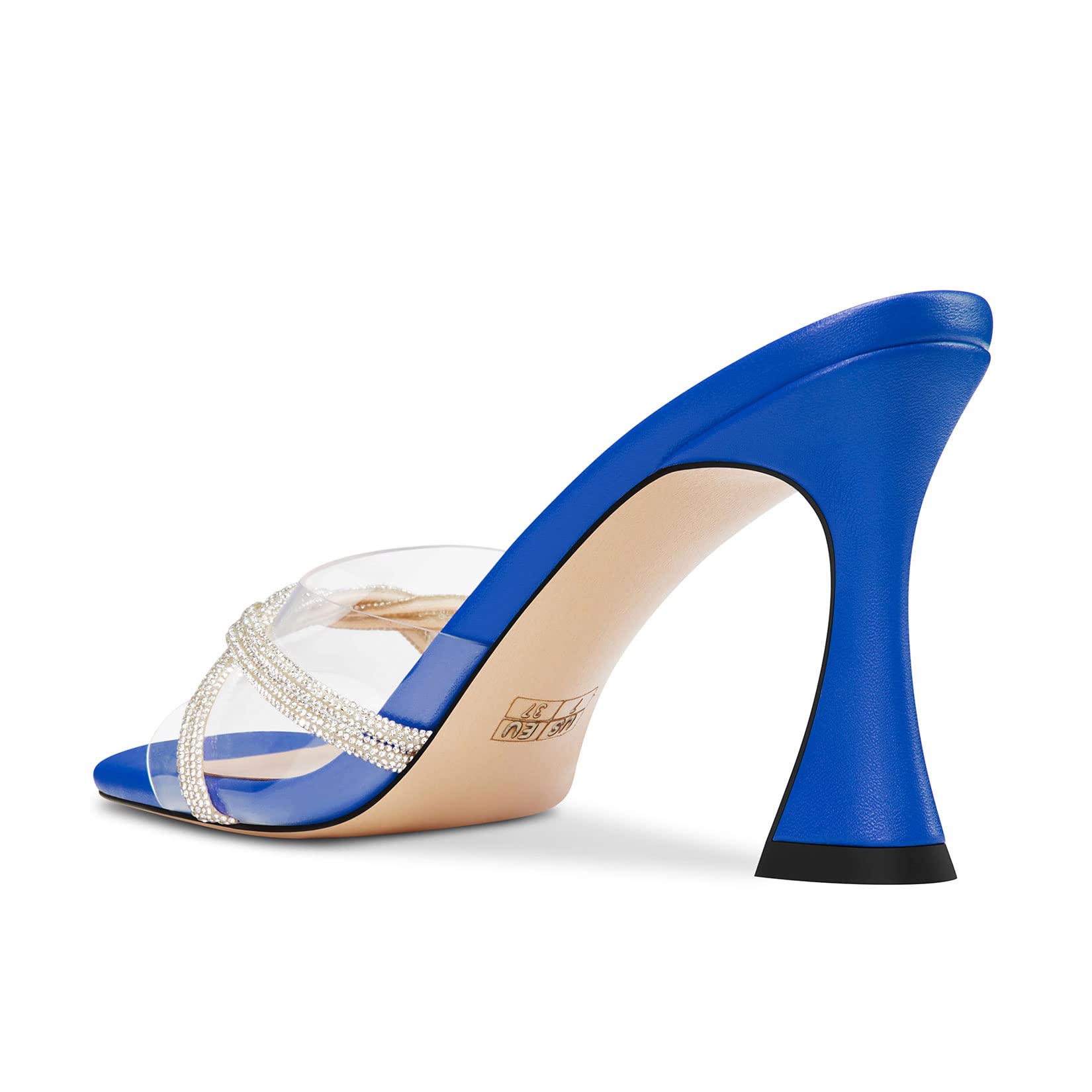 HEUIVZAR Donna Medio Gattini Tacco Heel Aperte sulla Quadrata Punta Ciabatte Moda Scarpe Slip-on Diamante Cristallo Ballo Clear Estate Scarpe