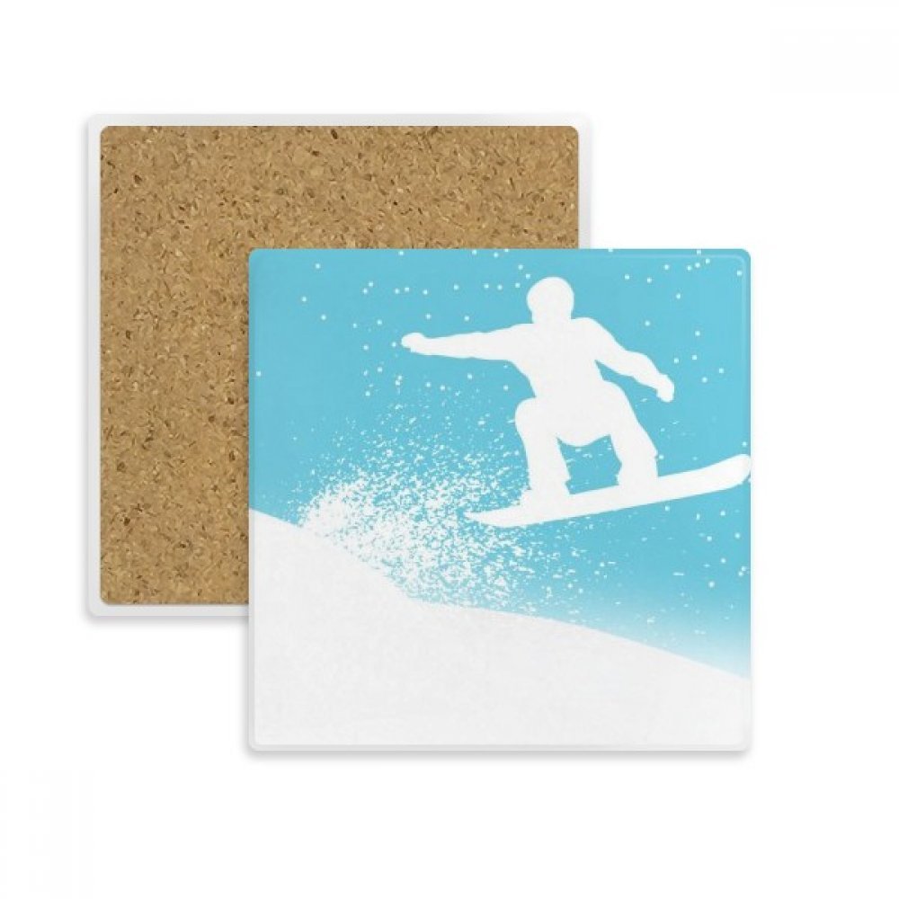Coaster tasse aquarelle de ski carre a offrir en cadeau original