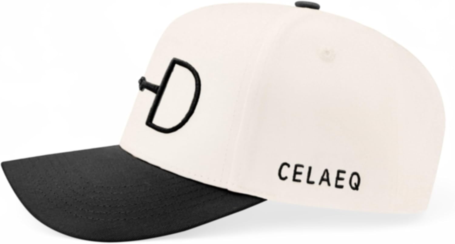 Vintage Canvas Snapback Hat – Women's Adjustable 2 Tone Cap with 3D Embroidery- Snaffle Bit - Equestrian