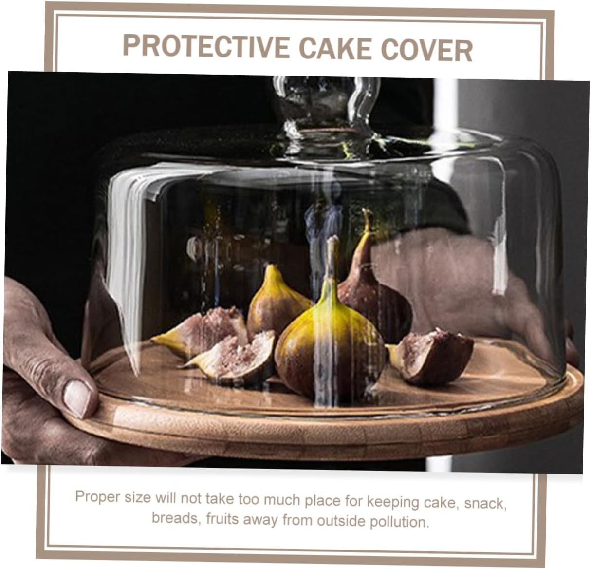 Cake Dome Cover with Tray Large Glass Food Protective Cover Dustproof Household Dessert Preservation Snack Display for Parties and Home Use