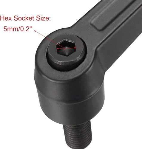 Miniatura 22 de uxcell 2 piezas de manija de palanca de sujeción ajustable M8 x 0.787 in óxido negro métrico acero al carbono macho roscado perillas de mano