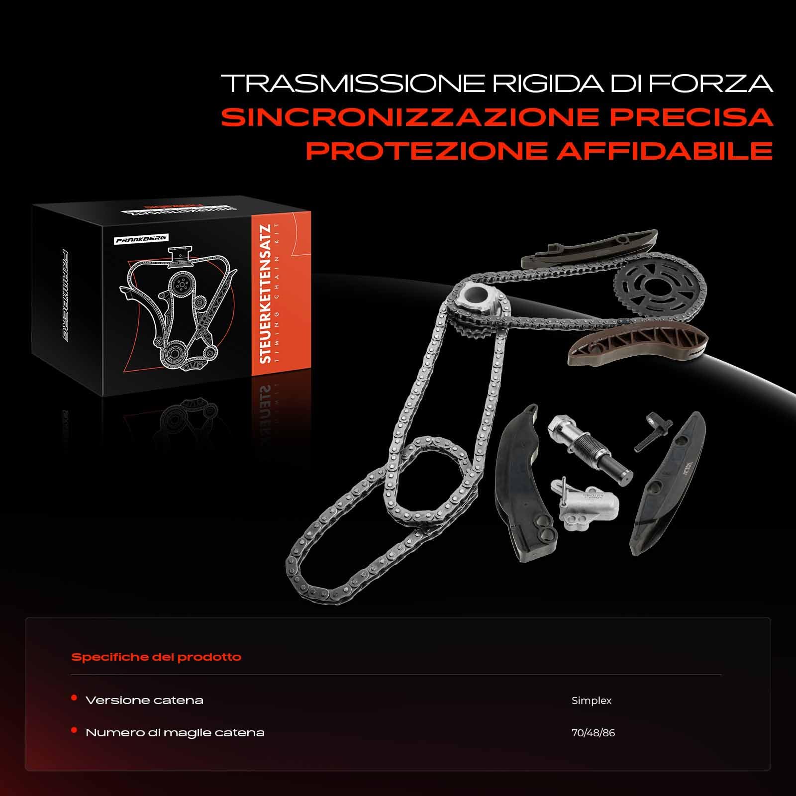 Frankberg Kit catena di distribuzione 11318510014 | Compatibile con: Serie 1 Cabrio E88, Serie 5 F10, Serie 3 Touring E91, X1 E84, 4 Cabriolet F33 F83, X5 F15 F85