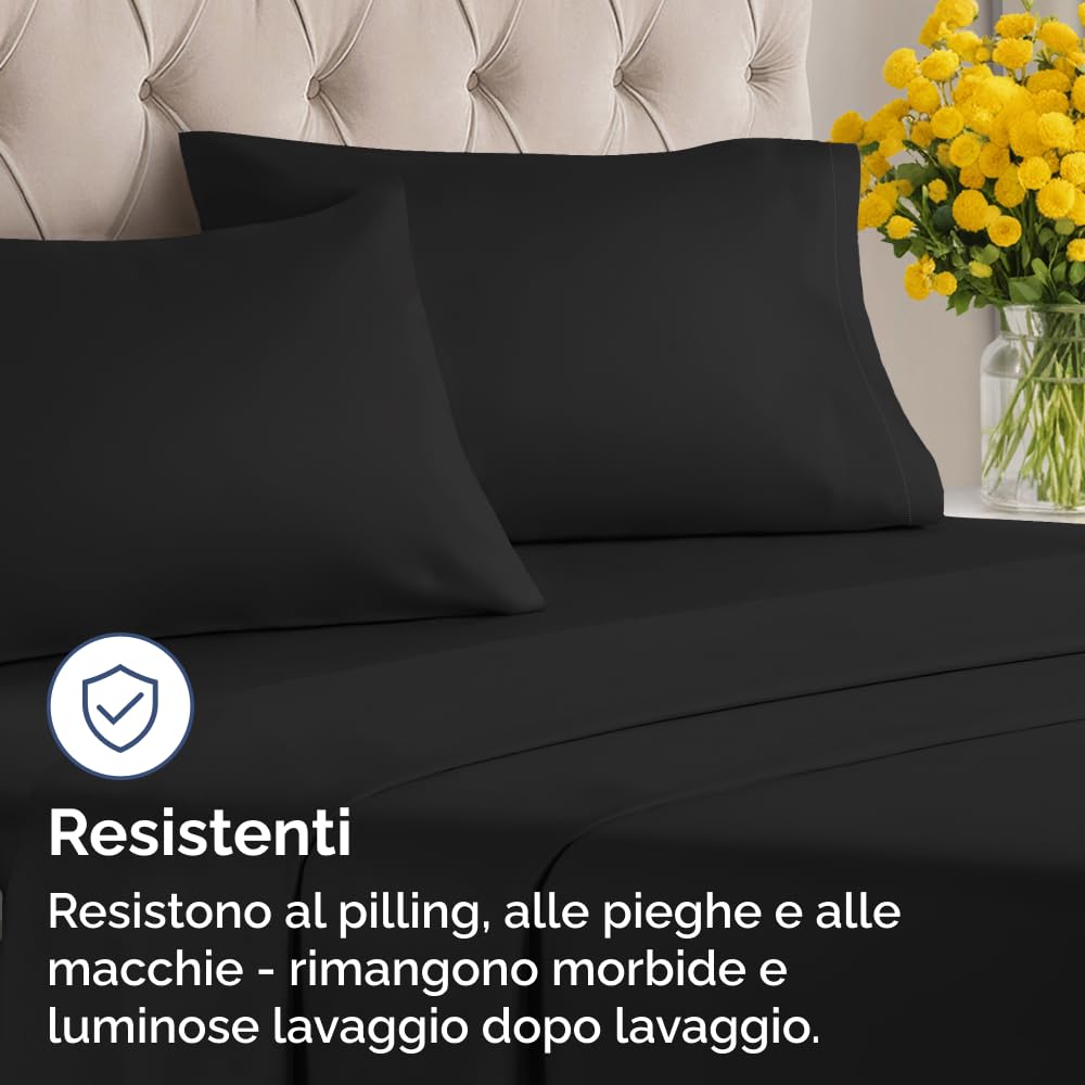 Federa 50x80 Nero- Set da 2 - Federe in Microfibra di Alta Qualità - Morbide, Confortevoli e Lavabili in Lavatrice - Federa 50x80 per Cuscini, Set 2 Federe Nero - OEKO-TEX Certificato