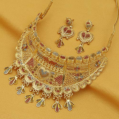 Marvelous 24 Carat Plated Choker Necklace Set
