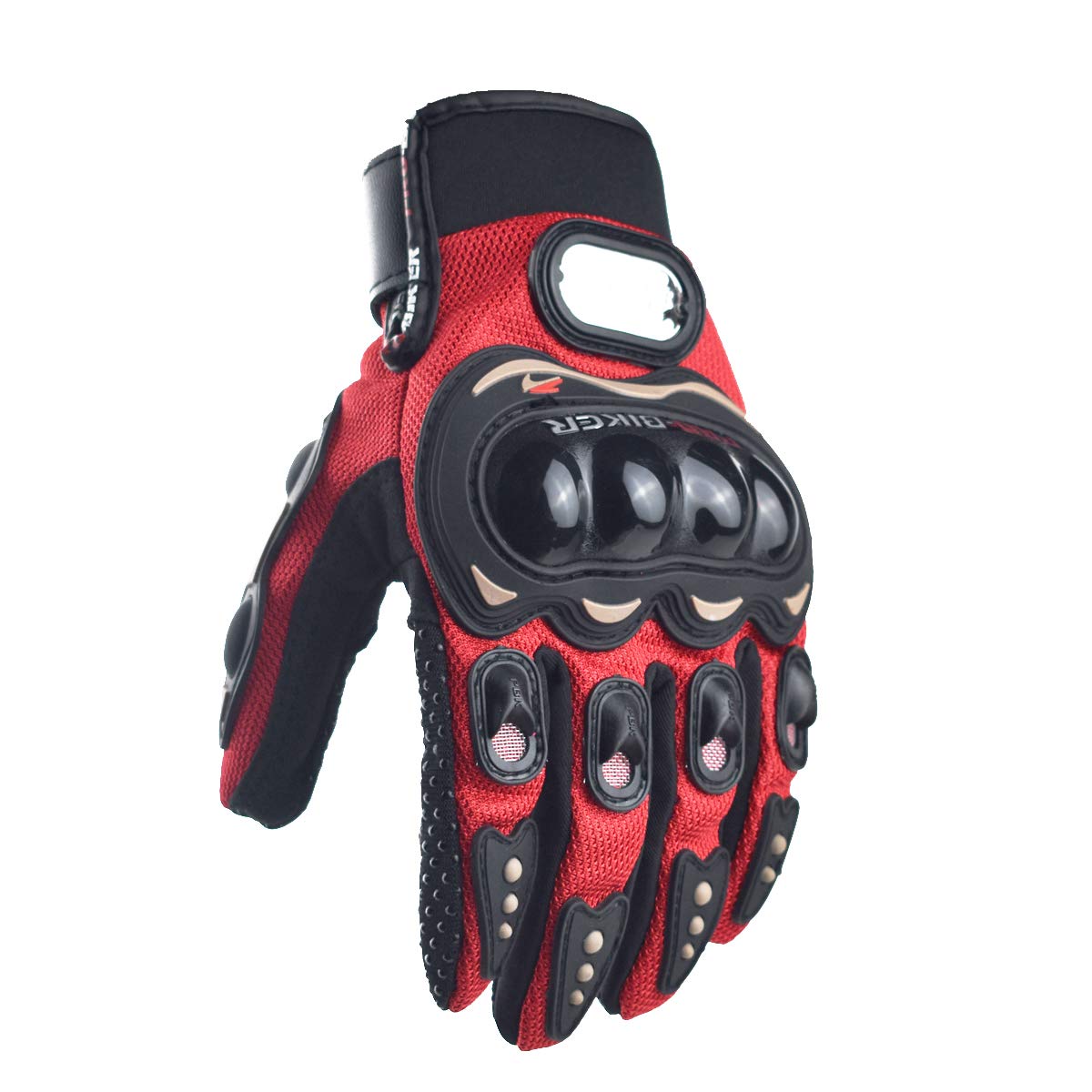 red biker gloves