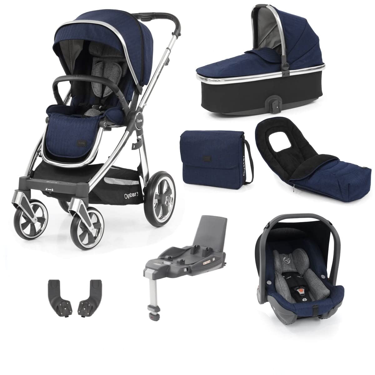 Babystyle Oyster 3 Sac de couchage pour siège de voiture avec miroir Bleu marine