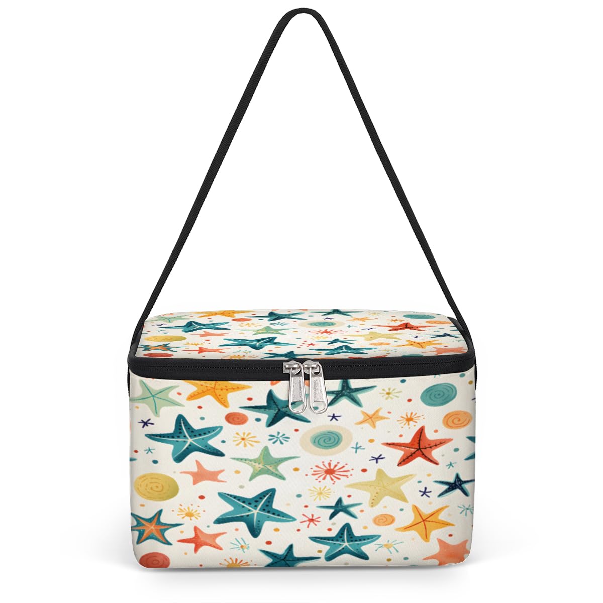 GzLeyigou Starfish Lunch Bags for Women Men 9 Cans, Hot & Cold Food Delivery Bag Insulated Grocery Bag Insulated Lunch Box Marine Colorful Starfishes Cooler Bag for Office Work Picnic Beach
