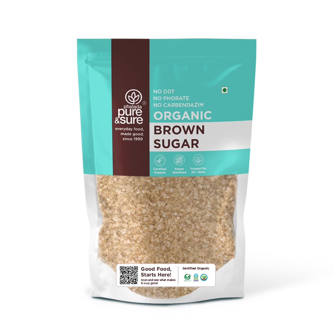 Pure & Sure Organic Brown Sugar | Natural Brown Sugar, Healthy & Wholesome | Powdered Brown Sugar for Baking, Tea, & Coffee, 1kg.