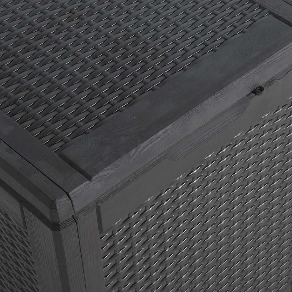 Garten-Aufbewahrungsbox 90 L Schwarz PP Rattan wetterfeste Kunststoffbox für Terrasse Balkon Garten mit Stauraum für Kissen Polster und Grillzubehör