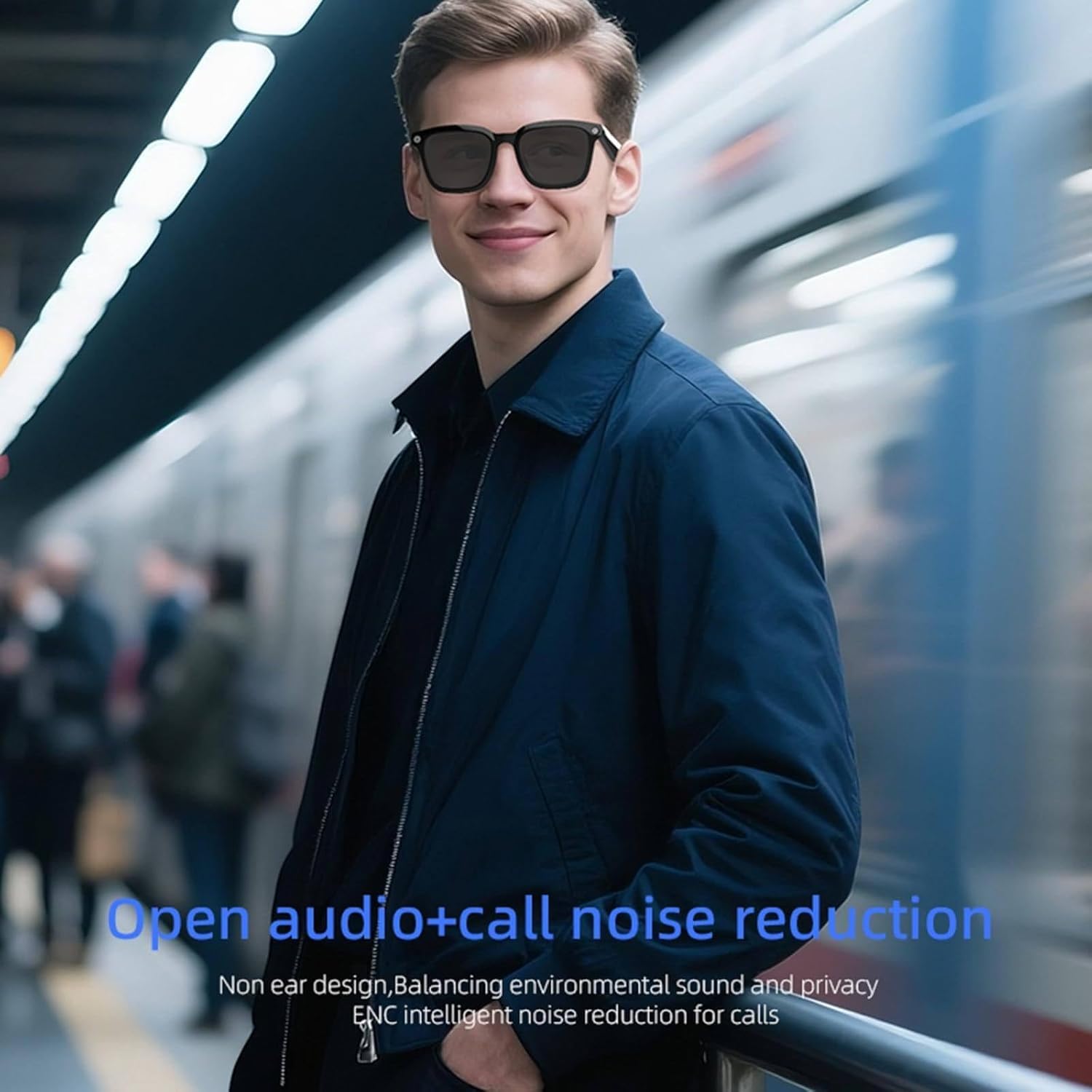 Inteligentne okulary AI z kamerą, dźwięk Bluetooth, tłumaczenie w czasie rzeczywistym, asystent głosowy, nagrywanie wideo 1080p, do podróży i spotkań, czarne