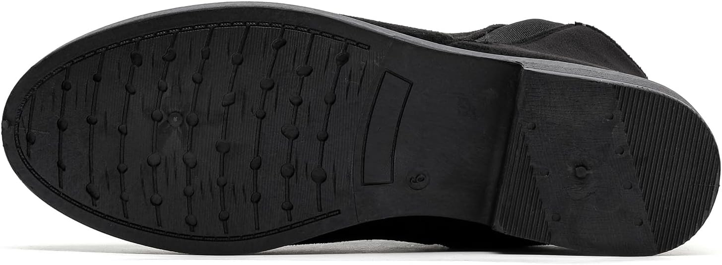 MEMON Womens Black Chelsea Boots,Suede Booties Low Heel,Casual Elastic Ankle Boots,Slip On Dress Boots For Women