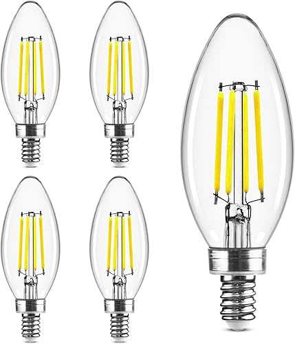 Hizashi Bombilla LED E12 de luz diurna de 5000 K, bombillas LED para candelabros equivalentes a 60 W, bombillas de araña no regulables, 90+CRI 6W Hizashi Bombilla LED E12 de luz diurna de 5000 K, bombillas LED para candelabros equivalentes a 60 W, bombillas de araña no regulables, 90+CRI 6W