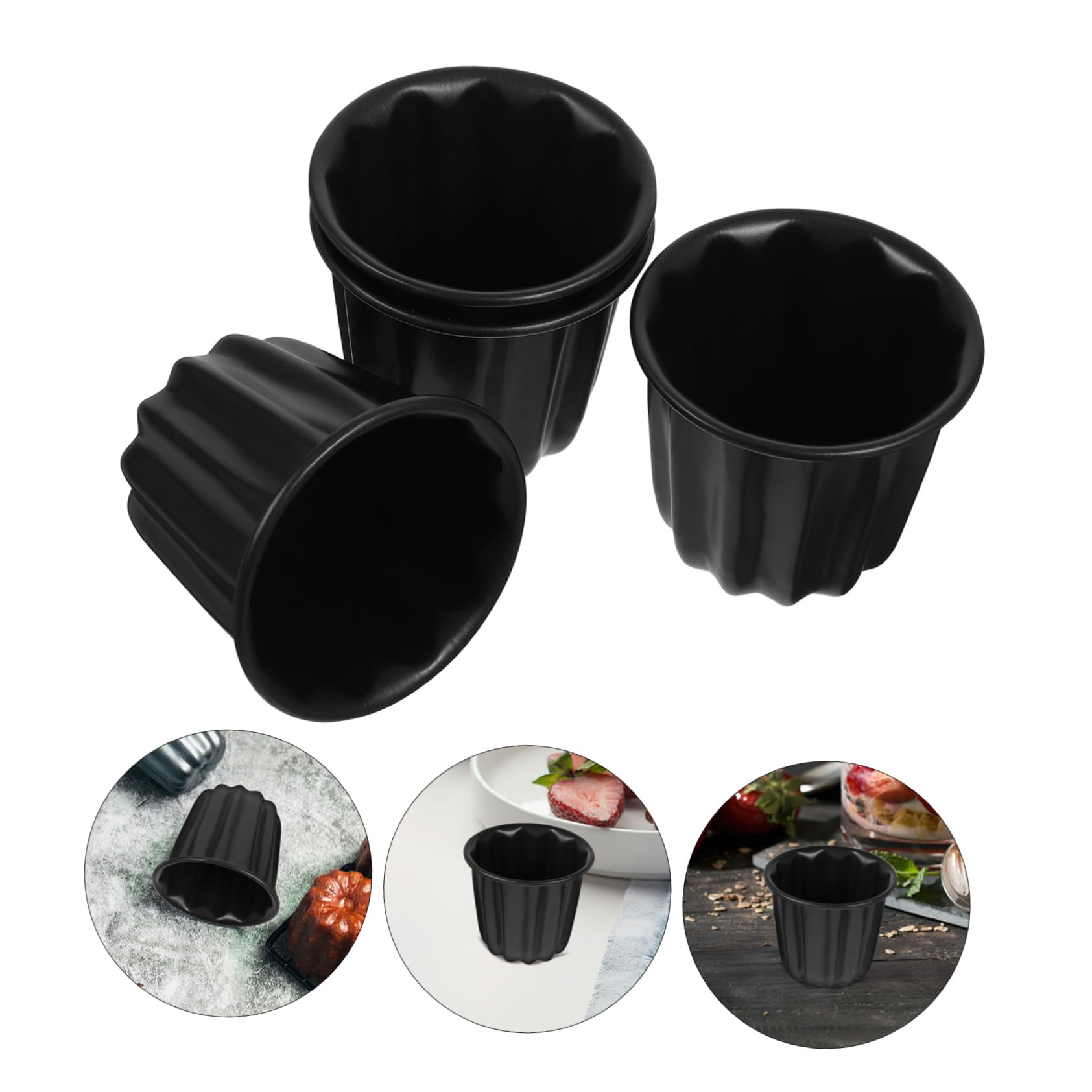Zerodeko 4 Moldes para Muffins y Pudines de Acero al Carbono, Antiadherentes, Reutilizables y Fáciles de Limpiar, para Repostería en Casa y Fiestas