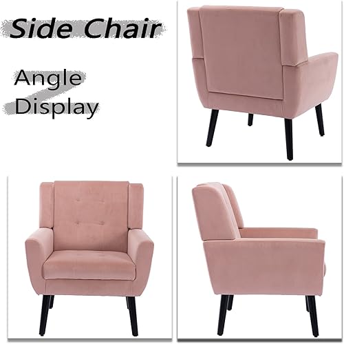 Miniatura 32 de Dolonm Midcentury - Silla decorativa moderna con brazos, silla auxiliar de lectura de tela tapizada con respaldo copetudo, silla decorativa con Gris