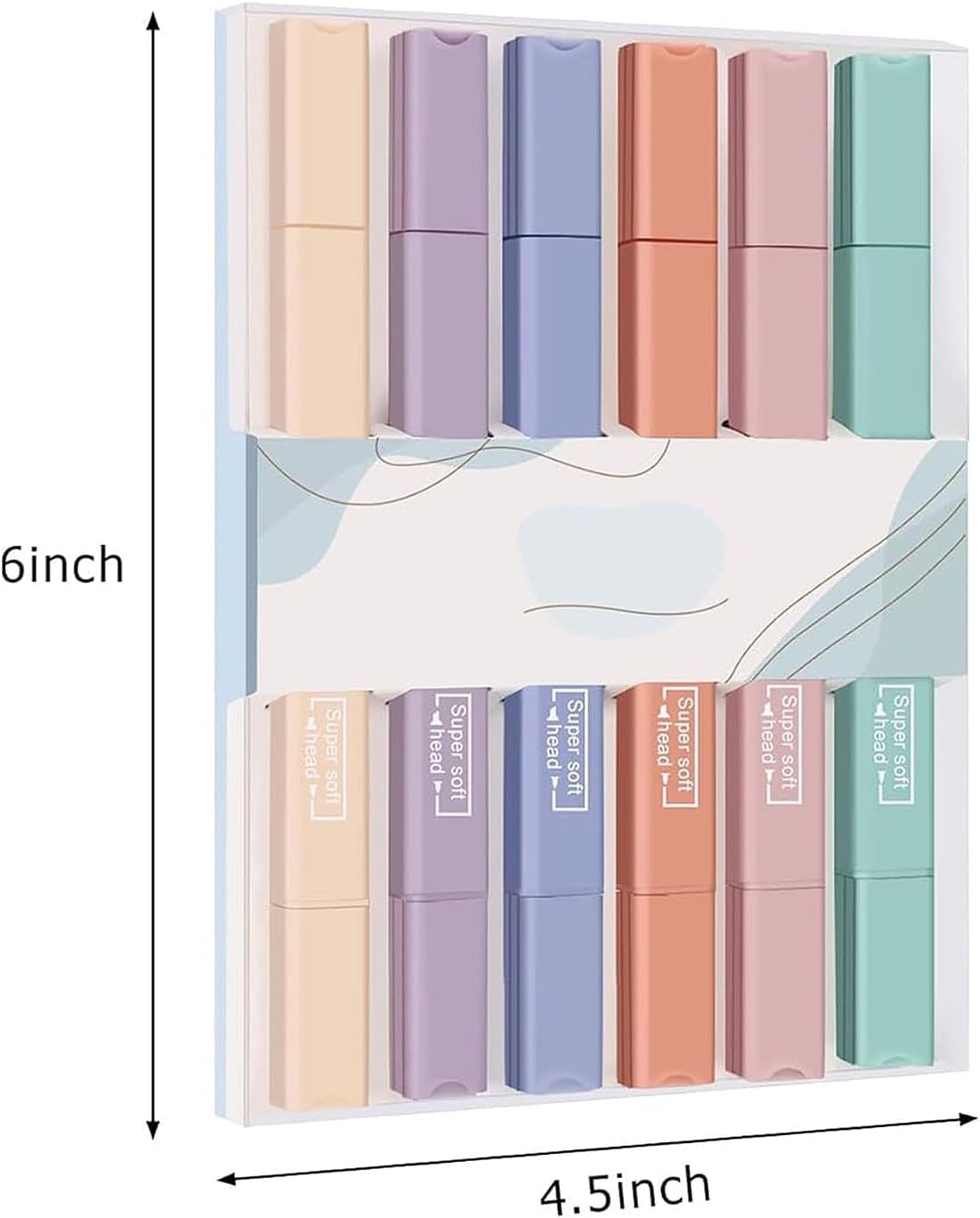 RADIANT Aesthetic Pastell Textmarker und Stifte, No Bleed, Keilspitze, für Journaling, Notizen, Schulbedarf (6 Stück) (Doppelspitze)