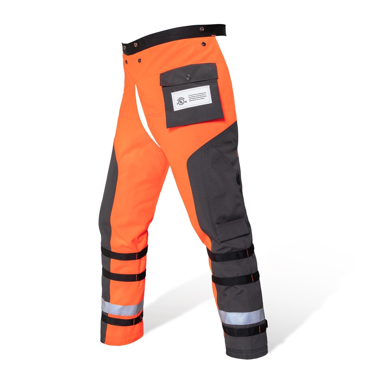 Technical Wrap Chainsaw Chaps by UL Class A 8 Layers Chainsaw Pants Apron Style Orange Black