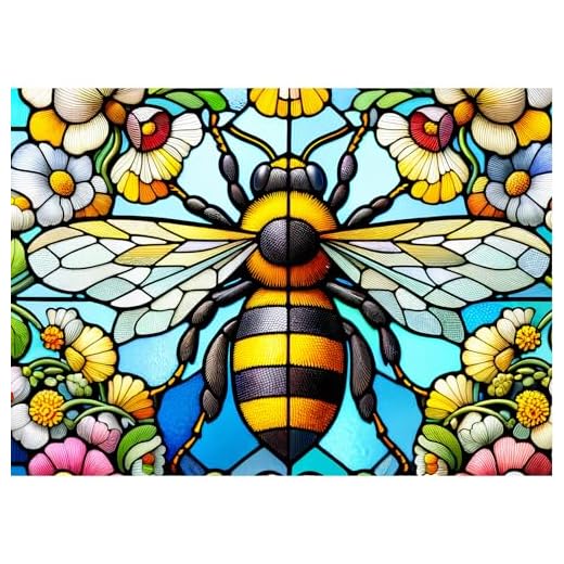 Sutinban Stained Glass Bee Puzzle 1000 Pieces, 1000 Piece Puzzle for Adults, Challenging Game Home Decor Birthday Party Gift, Jigsaw Puzzles 1000 Pieces, 27.5"x19.7"